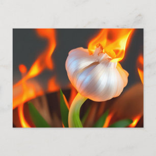 Weird Flaming Garlic Postcard