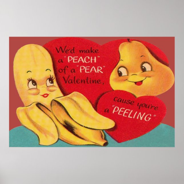 Weird Funny Banana Pear Appealing Peel Valentine Poster (Front)
