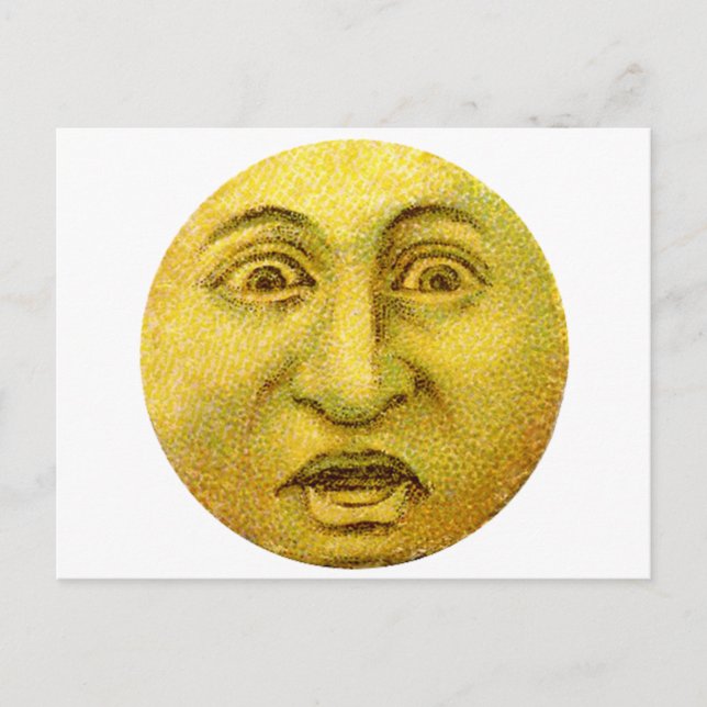 Weird Funny Vintage Moon Man Postcard (Front)
