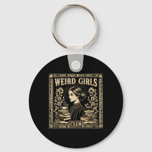 Weird Girls Club Vintage Feminist Gothic Art Keychain