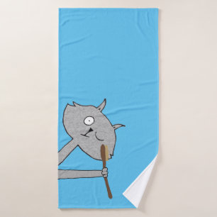Weird Grey Cat Bath Towel Set