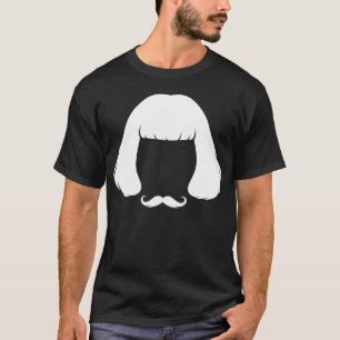 Weird Hair & Handlebar Moustache Meme Silhouette T-Shirt