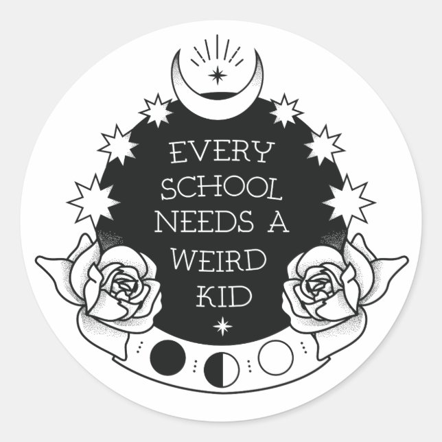 Weird Kid Cool Tattoo Style Slogan Stickers (Front)