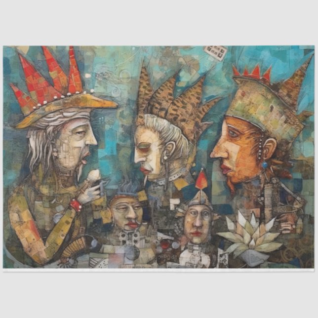 Weird Kings Men Under The Sea Collage Decoupage Tissue Paper (Front)