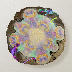 Weird Lizards Round Pillow