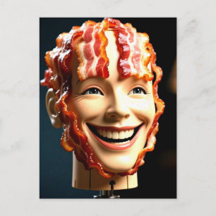 Weird Mannequin Head with Bacon Postcard
