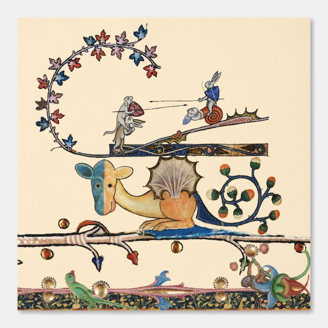 WEIRD MEDIEVAL BESTIARY Dog, Killer Rabbit,Dragon  Wallpaper (Front)