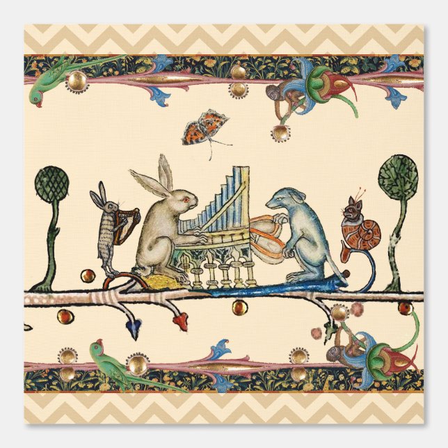 WEIRD MEDIEVAL BESTIARY MAKING MUSIC,Rabbit, Dog Wallpaper (Front)