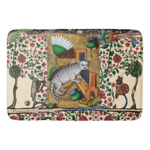 WEIRD MEDIEVAL BESTIARY MUSIC,CAT PLAYING ORGAN  BATH MAT