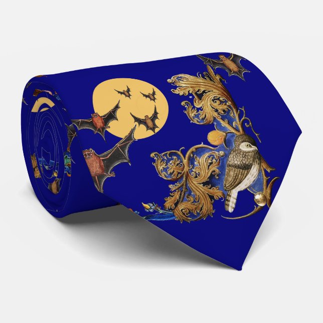 WEIRD MEDIEVAL BESTIARY,NIGHT BIRD,BATS IN BLUE  TIE (Rolled)