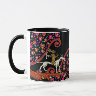 WEIRD MEDIEVAL BESTIARY Rabbit Riding a White Dog Mug