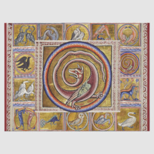WEIRD MEDIEVAL BESTIARY,SNAKE DRAGON,FANTASY TISSUE PAPER