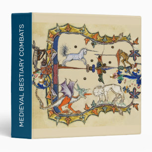 WEIRD MEDIEVAL BESTIARY ,UNICORN FIGHTING MONKEY BINDER