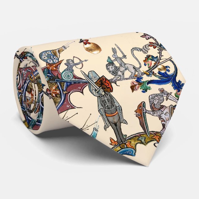 WEIRD MEDIEVAL BESTIARY WAR, KNIGHTS,GIANT SNAILS  TIE (Rolled)