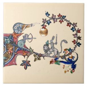 WEIRD MEDIEVAL BESTIARY WAR, MONSTER MONK CERAMIC  TILE