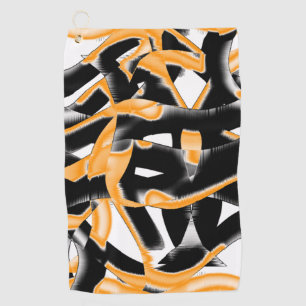 Weird medley of burnt tapes, orange white scratch golf towel