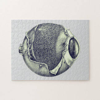 Weird Modern Vintage Eyeball Detail Drawing Grey Jigsaw Puzzle