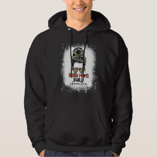 Weird Moms Build Character Leopard Messy Bun Mothe Hoodie