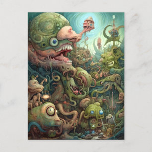 Weird Monsters Creatures Surreal Art Postcard