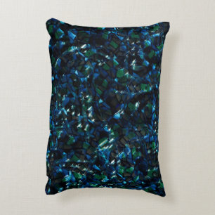 Weird mosaic over dark background and hazy sparkle accent pillow