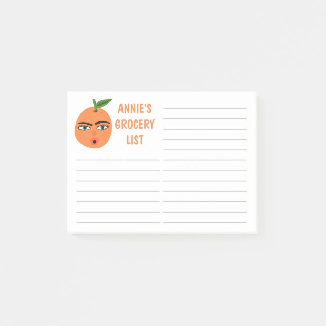 Weird Orange Grocery Shopping List Post-it Notes (Front)