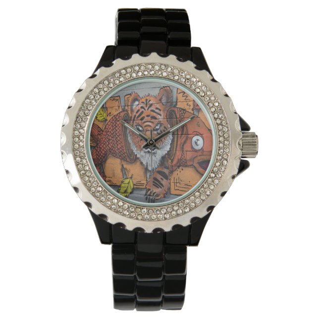 Weird Orange Tiger Fish Graffiti Watch (Front)