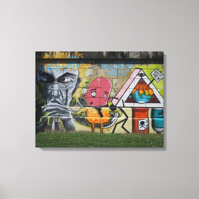 Weird Pink Figure Of Fun Canvas Print (Front)