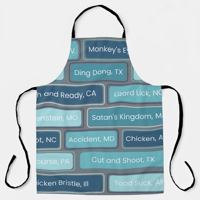 Weird Places Blue Geometric Pattern  Apron (Front)
