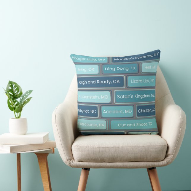 Weird Places Blue Geometric Pattern  Throw Pillow (Chair)