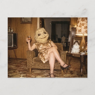 Weird Postcard: Woman With Mask Postcard