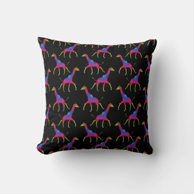 Weird Psychedelic Giraffe Throw Pillow (Front)