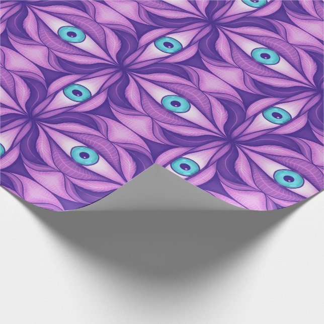 Weird Purple Eyes Pattern Wrapping Paper (Corner)