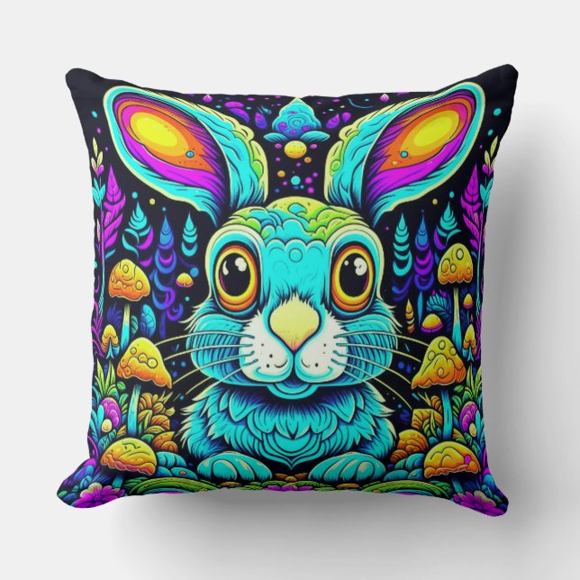 Weird Rabbit 20x20 Throw Pillow (Front)