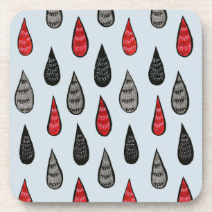 Weird Rain And Blood Drops Ink Pattern Red Black Coaster