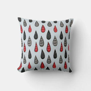 Weird Rain And Blood Drops Ink Pattern Red Black Throw Pillow