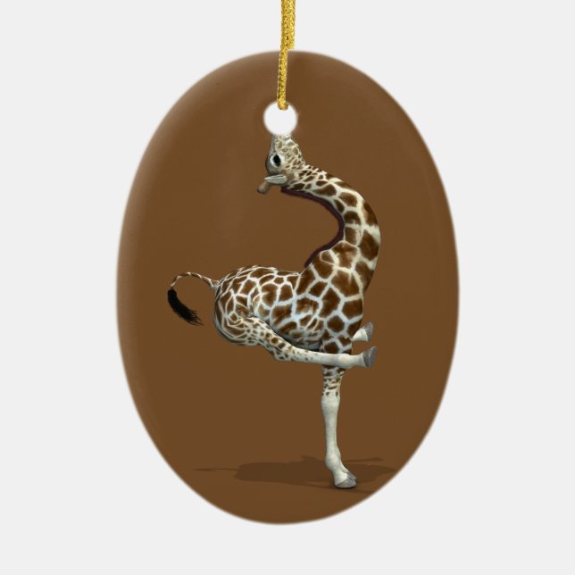 Weird Sportive Giraffe Ceramic Ornament (Front)