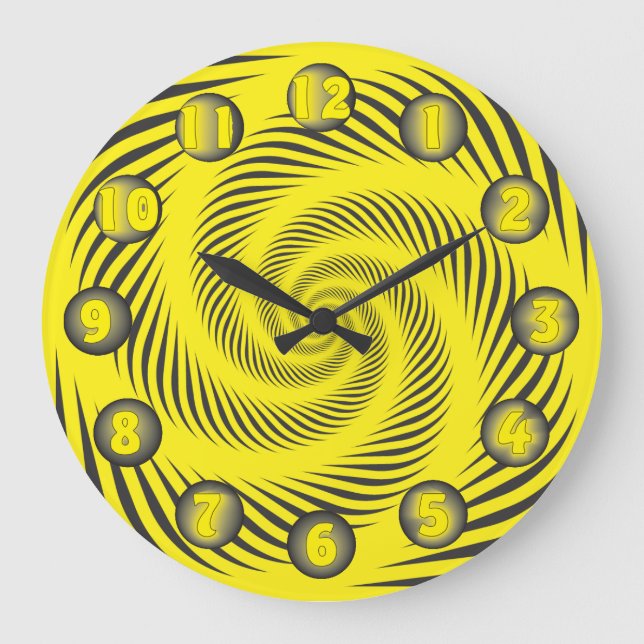 weird spyral yellow black large clock (Front)