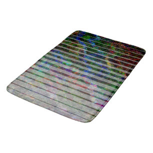 Weird stripes and scratched abstract small squares bath mat
