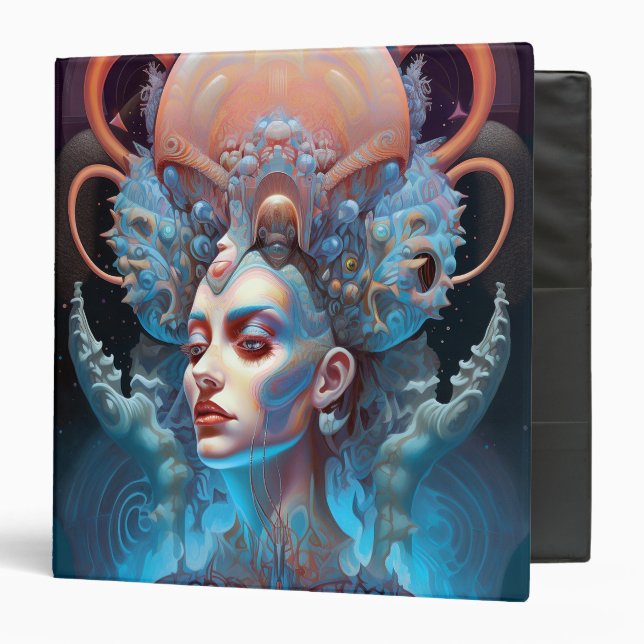 Weird Surreal Alien Woman Art Binder (Front/Inside)