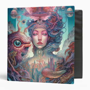 Weird Surreal Alien Woman Art Binder