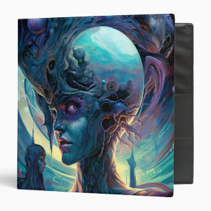 Weird Surreal Alien Woman Art Binder
