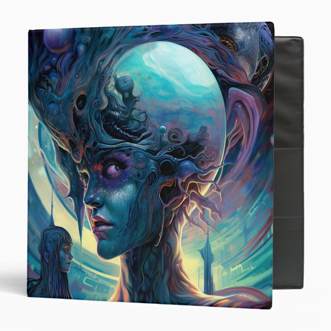 Weird Surreal Alien Woman Art Binder (Front/Inside)