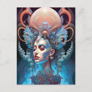 Weird Surreal Alien Woman Art Postcard