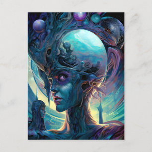 Weird Surreal Alien Woman Art Postcard