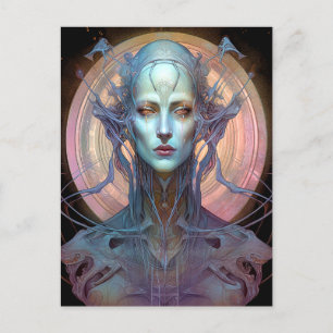 Weird Surreal Alien Woman Art Postcard