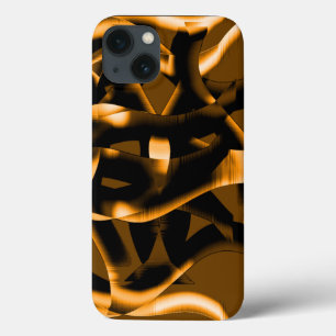 Weird tangle of burnt ribbons, black and orange iPhone 13 case