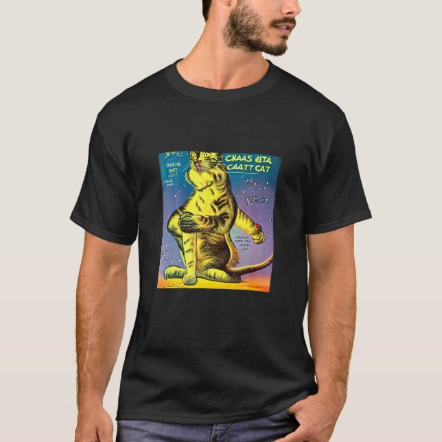 Weird Ugly Cat Graphics Strange Feline Kitty Kitte T-Shirt (Front)