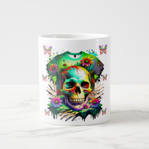 Weird Until the End – Psychedelic Skull and Floral Large Coffee Mug