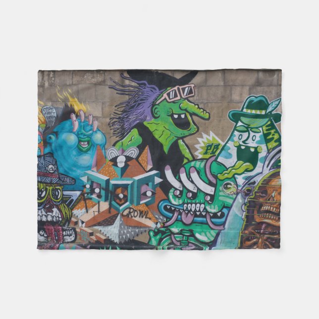 Weird Wicked Wild Witch Graffiti Fleece Blanket (Front (Horizontal))