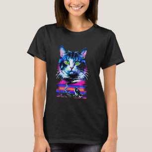 Weirdcore Cat Glitch Trippy Vaporwave Alt Harajuku T-Shirt
